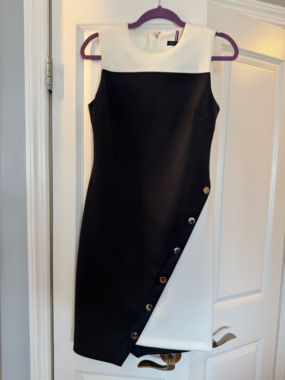 Tommy Hilfiger Black and White Asymmetric Sheath Dress